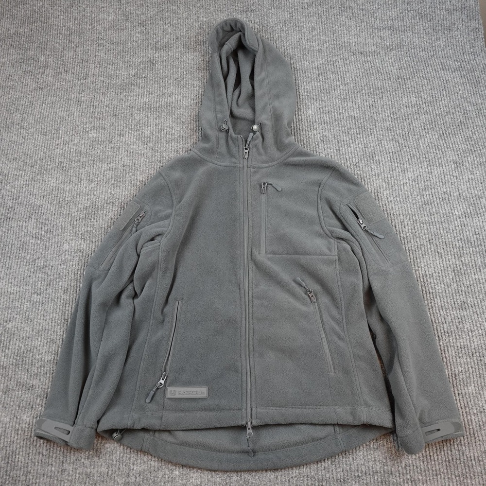 BAERSkin Tactical Jacket Mens XL Gray Fleece Full Zip Hooded Pockets Outdoor